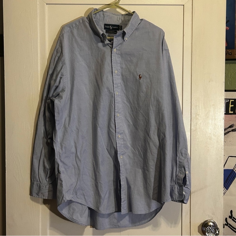 Ralph Lauren YARMOUTH long-sleeve button down oxford shirt blue size 17.5